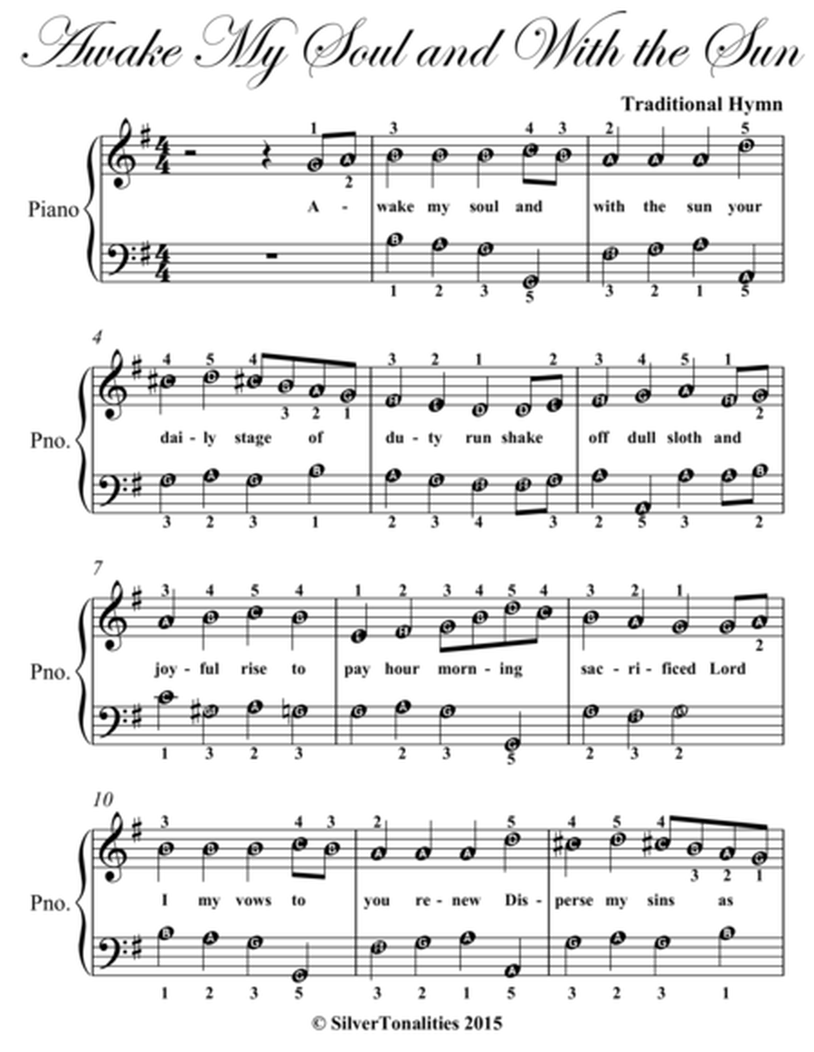 Awake My Soul and With the Sun Easy Piano Sheet Music