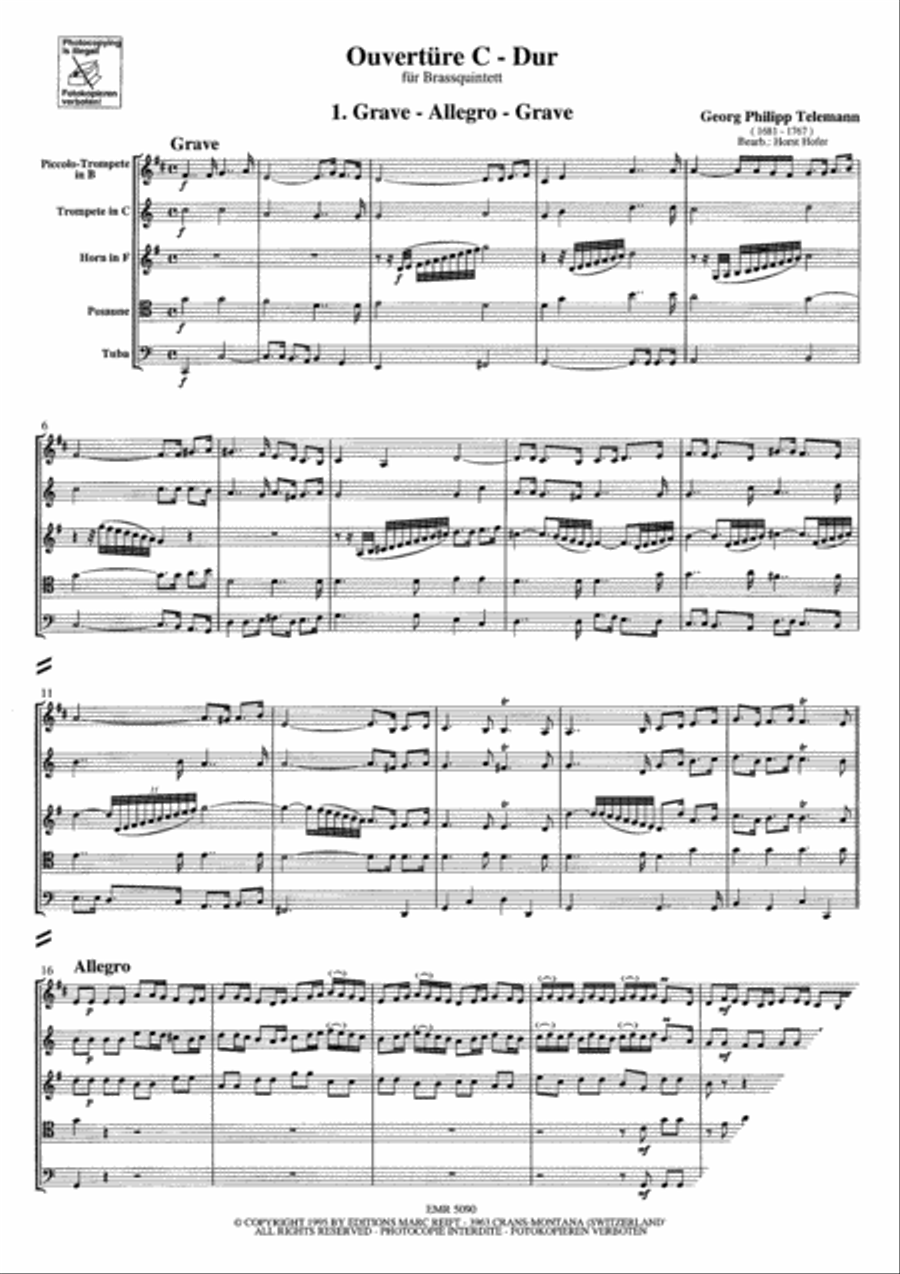 Ouverture C Major Brass Quintet scores gallery preview page 4