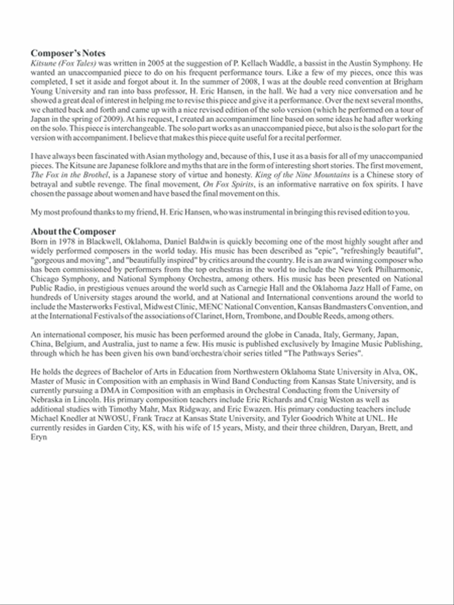 Kitsune (Fox Tales) Double Bass scores gallery preview page 2