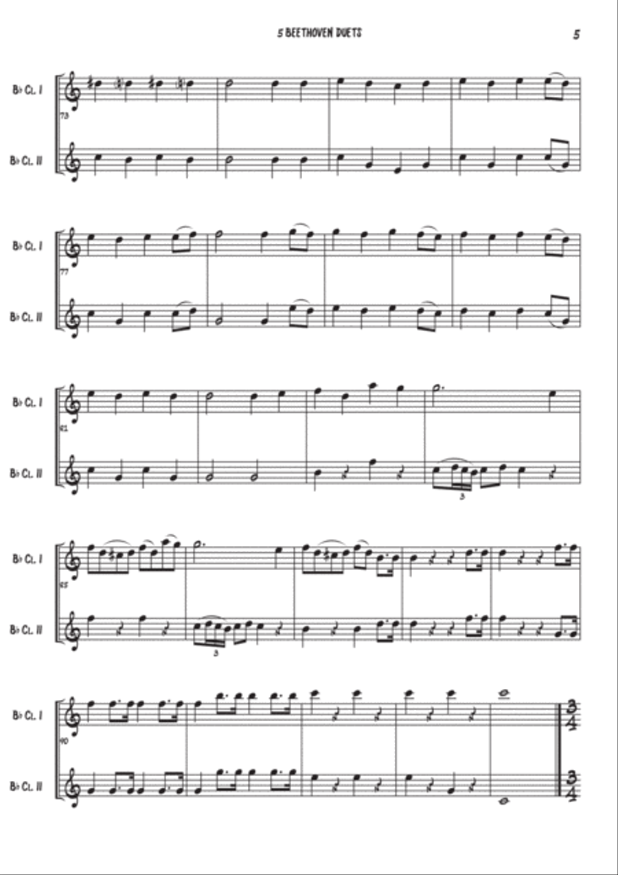 5 Beethoven duets - For Clarinets Clarinet Duet scores gallery preview page 5
