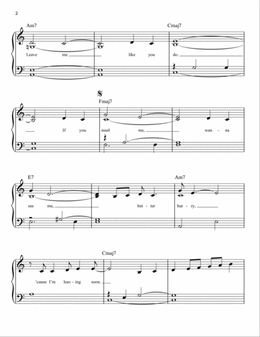 listen before i go Easy Piano scores gallery preview page 2