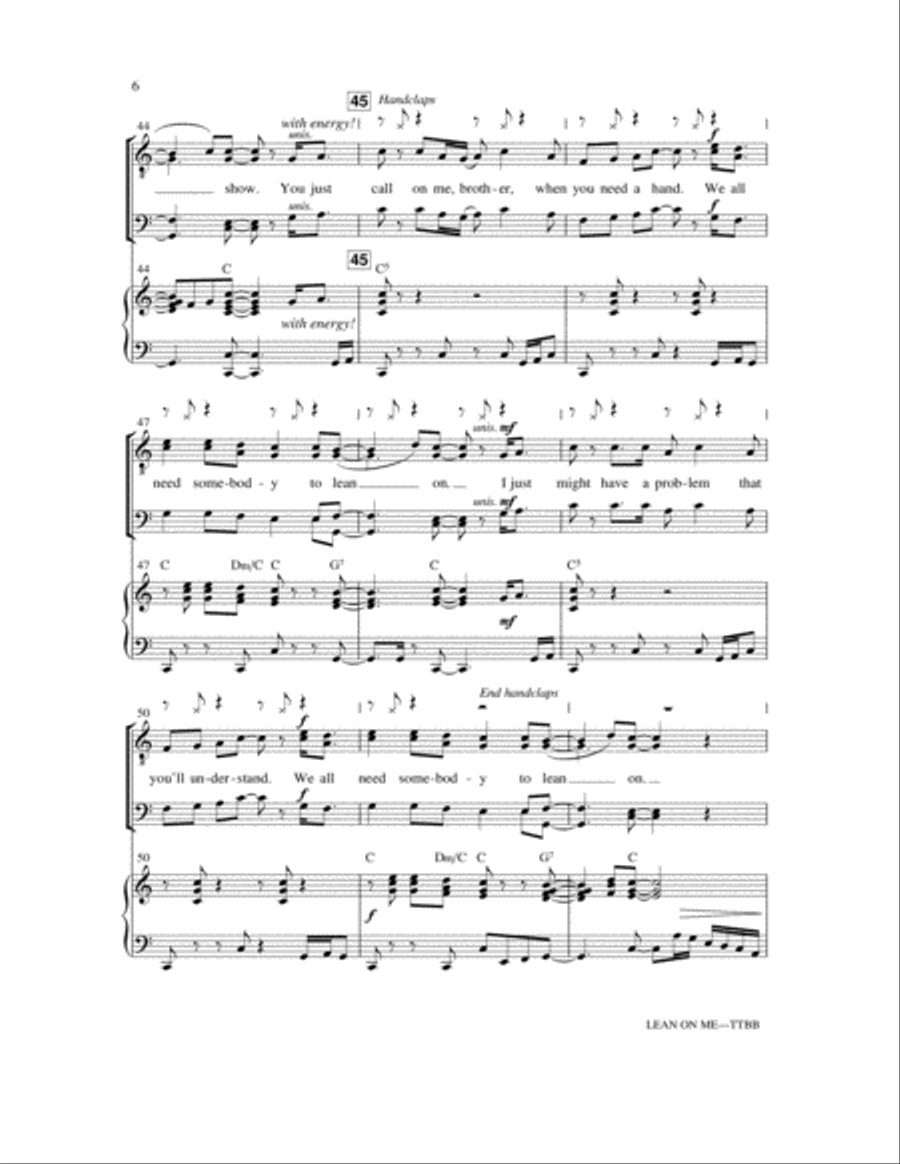 Lean On Me (with We Shall Overcome) TTBB scores gallery preview page 6