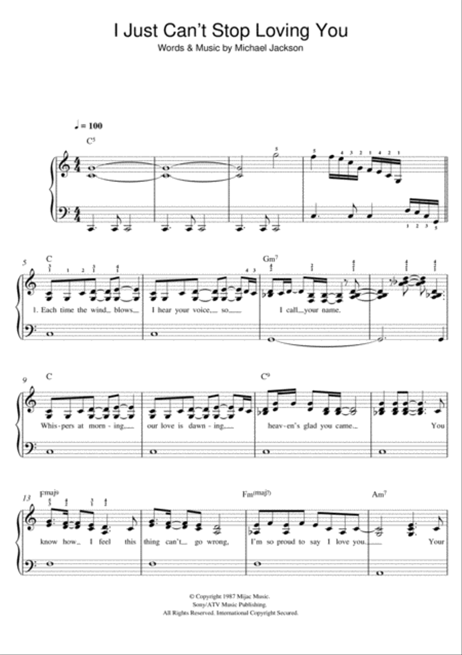 I Just Can't Stop Loving You Easy Piano scores gallery preview page 1