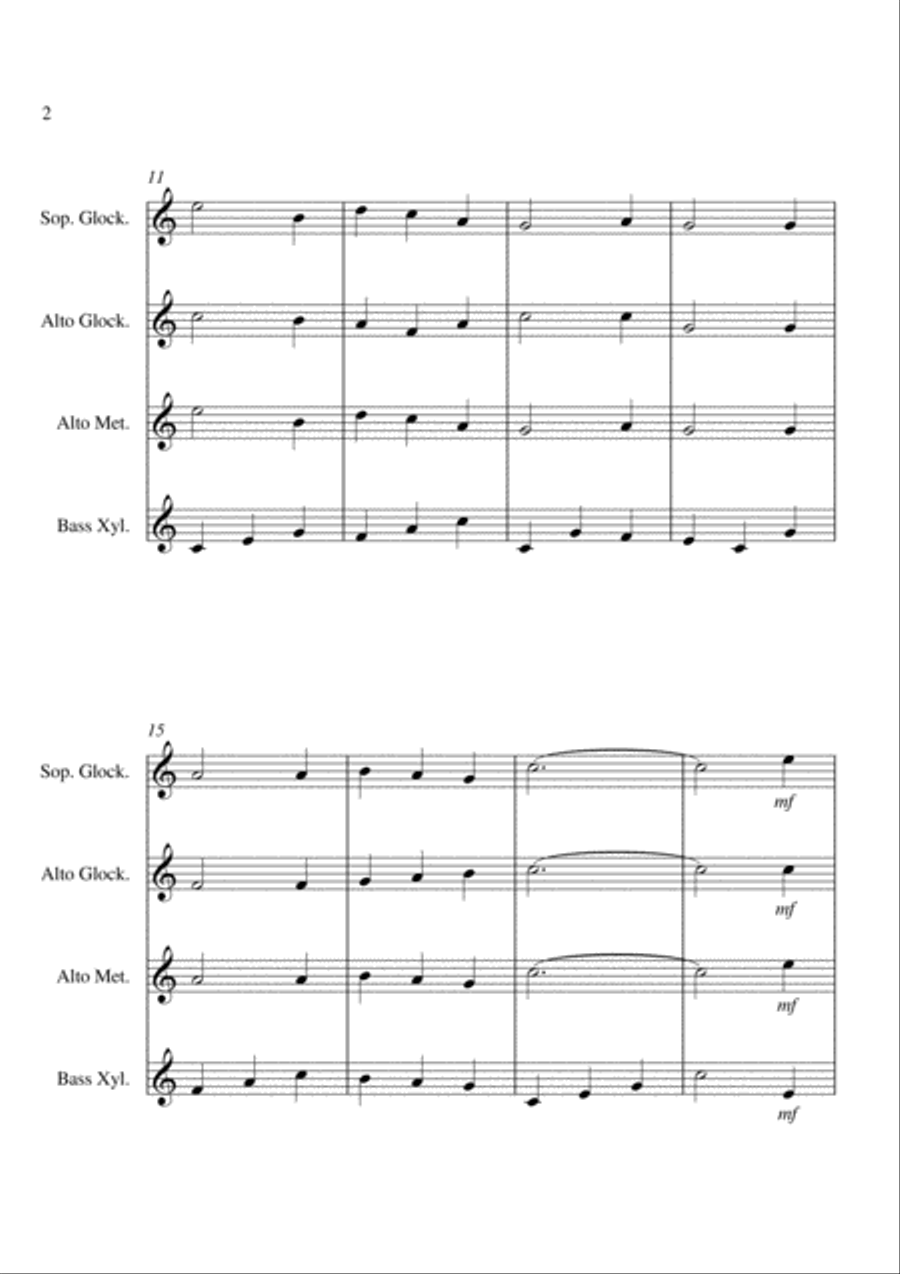 It Came Upon A Midnight Clear - For Orff Ensemble Percussion Ensemble scores gallery preview page 2