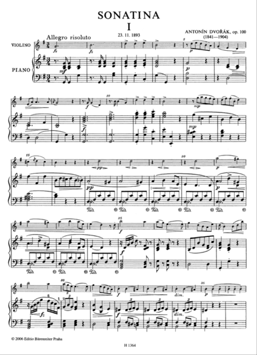 Sonatina for Violin and Piano in G major, op. 100 Violin Solo scores gallery preview page 2