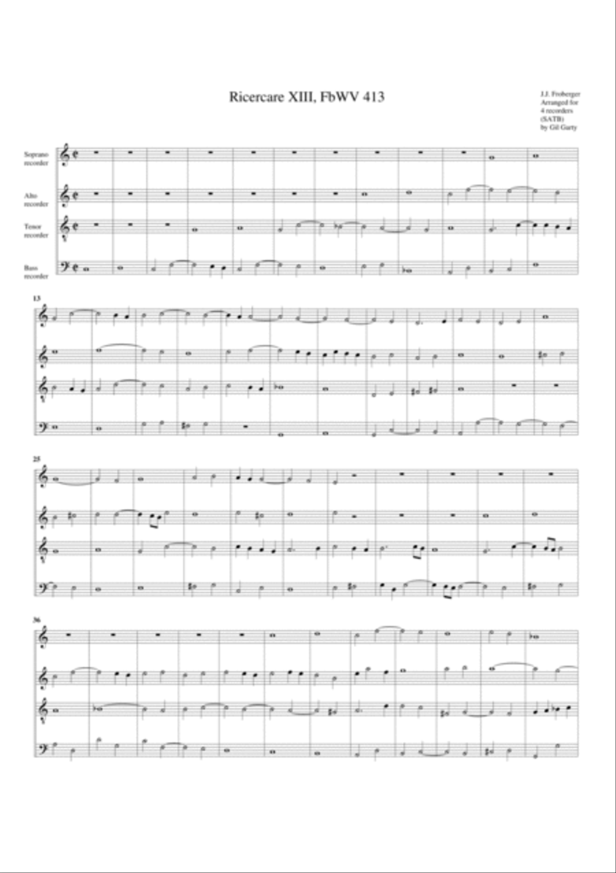 Ricercare no.13, FbWV 413 Recorder scores gallery preview page 2