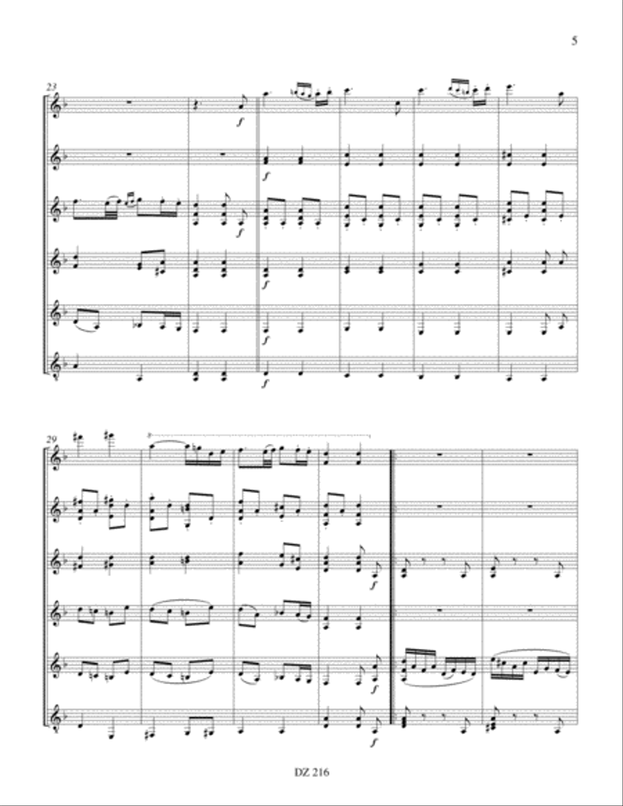 Sextuor, opus 18, no 1 (2e mouv.) Guitar Ensemble scores gallery preview page 5