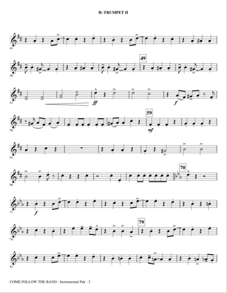 Come Follow The Band - Bb Trumpet 2 Choir scores gallery preview page 2