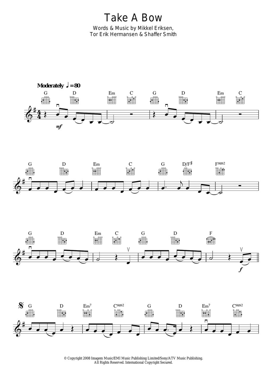 Take A Bow Violin Solo scores gallery preview page 1