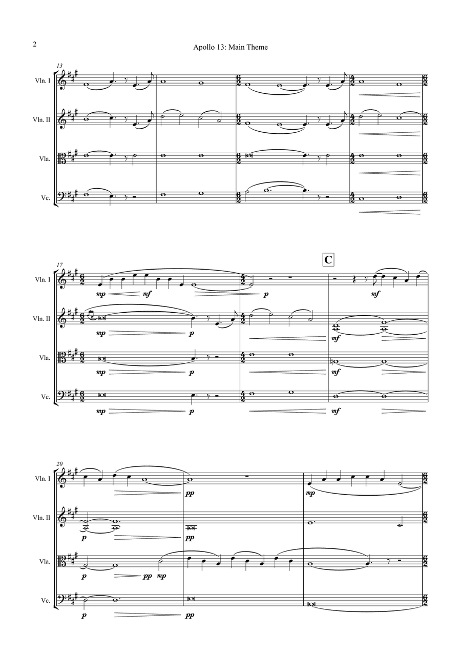 Main Title - Apollo 13 String Quartet scores gallery preview page 4