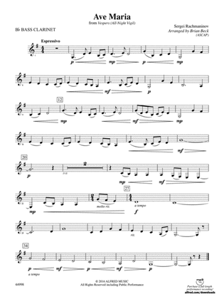Ave Maria: B-flat Bass Clarinet