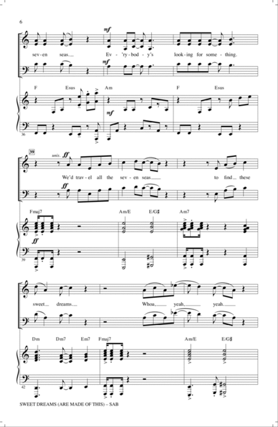 Sweet Dreams (Are Made Of This) 3-Part scores gallery preview page 5