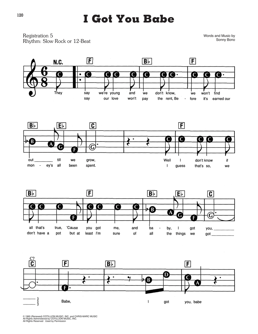 I Got You Babe Electronic Keyboard scores gallery preview page 1