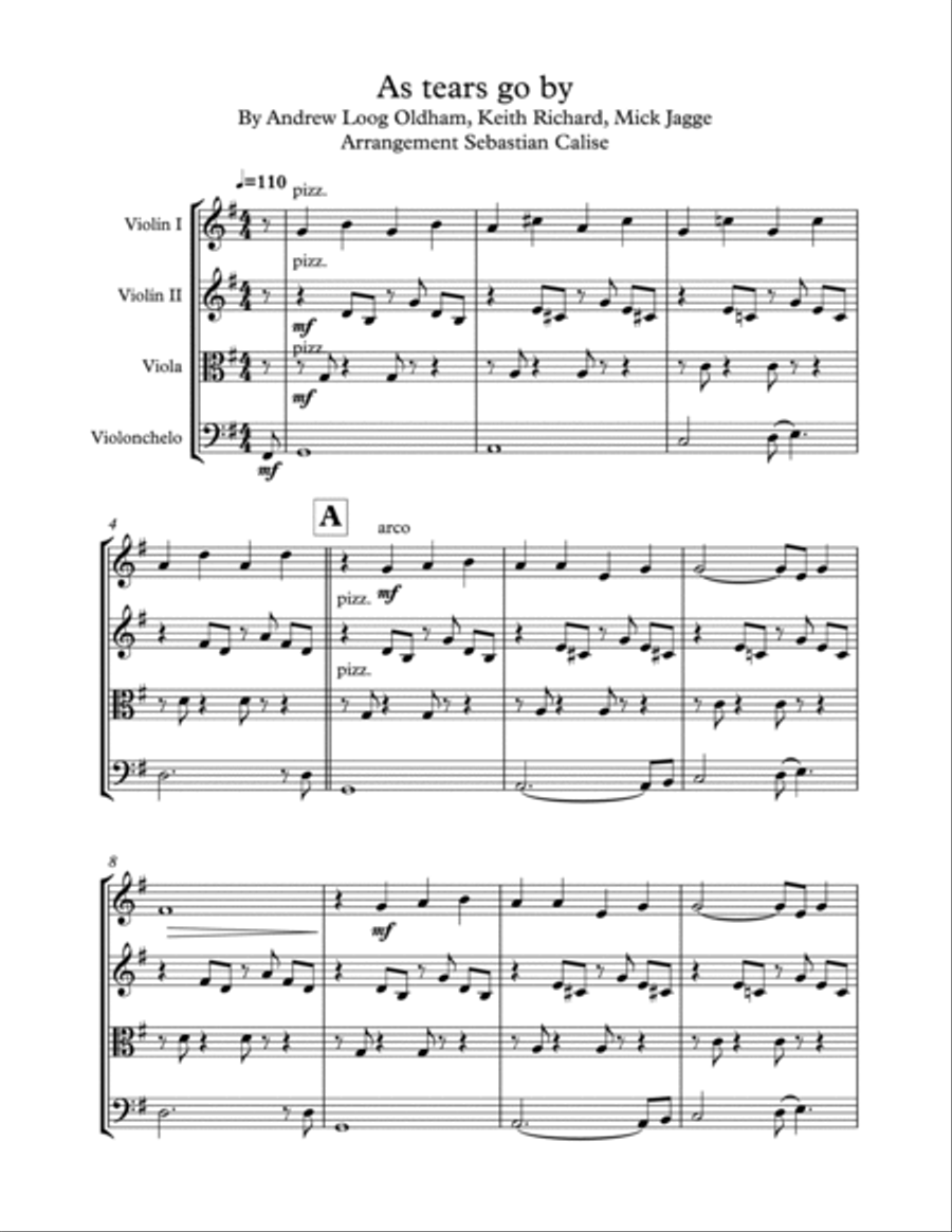 As Tears Go By String Quartet scores gallery preview page 3
