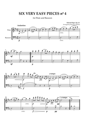 Book cover for Six Very Easy Pieces nº 4 (Andantino) - Flute and Bassoon