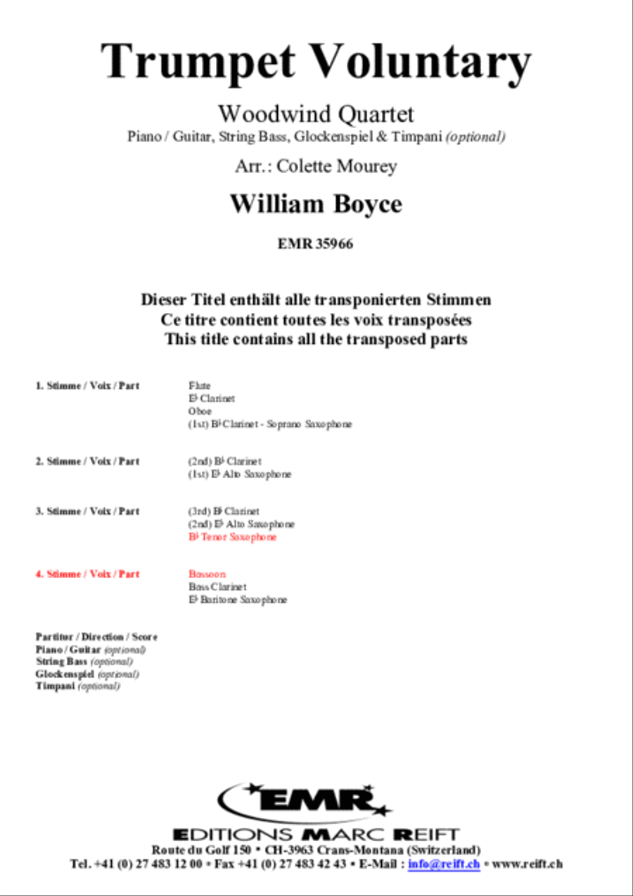 Trumpet Voluntary Woodwind Quartet scores gallery preview page 2
