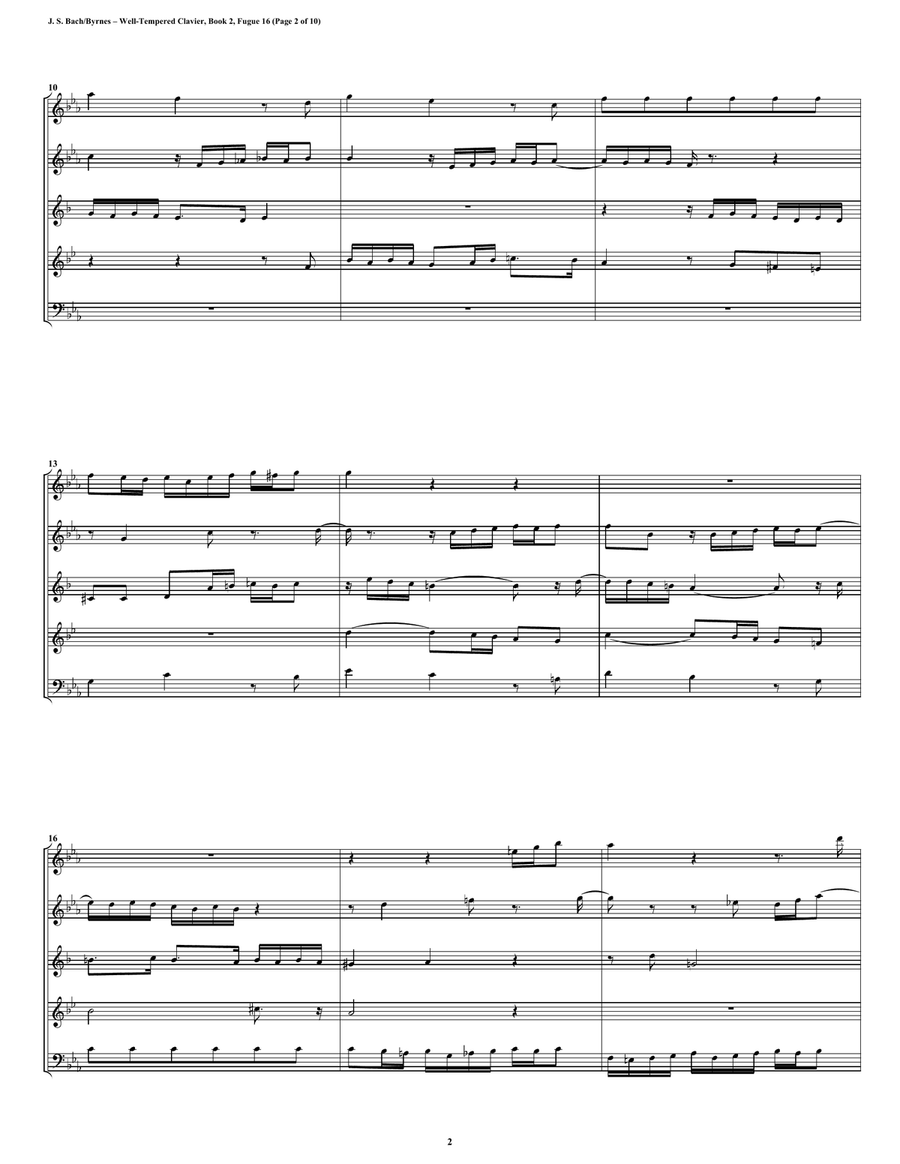 Fugue 16 from Well-Tempered Clavier, Book 2 (Woodwind Quintet) Woodwind Quintet scores gallery preview page 2