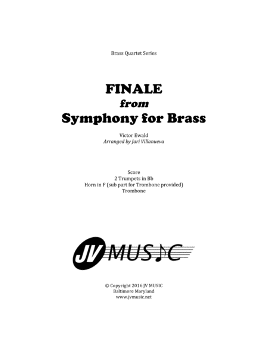 Finale from Symphony for Brass by Ewald Arranged for Brass Quartet Brass Quartet scores gallery preview page 1