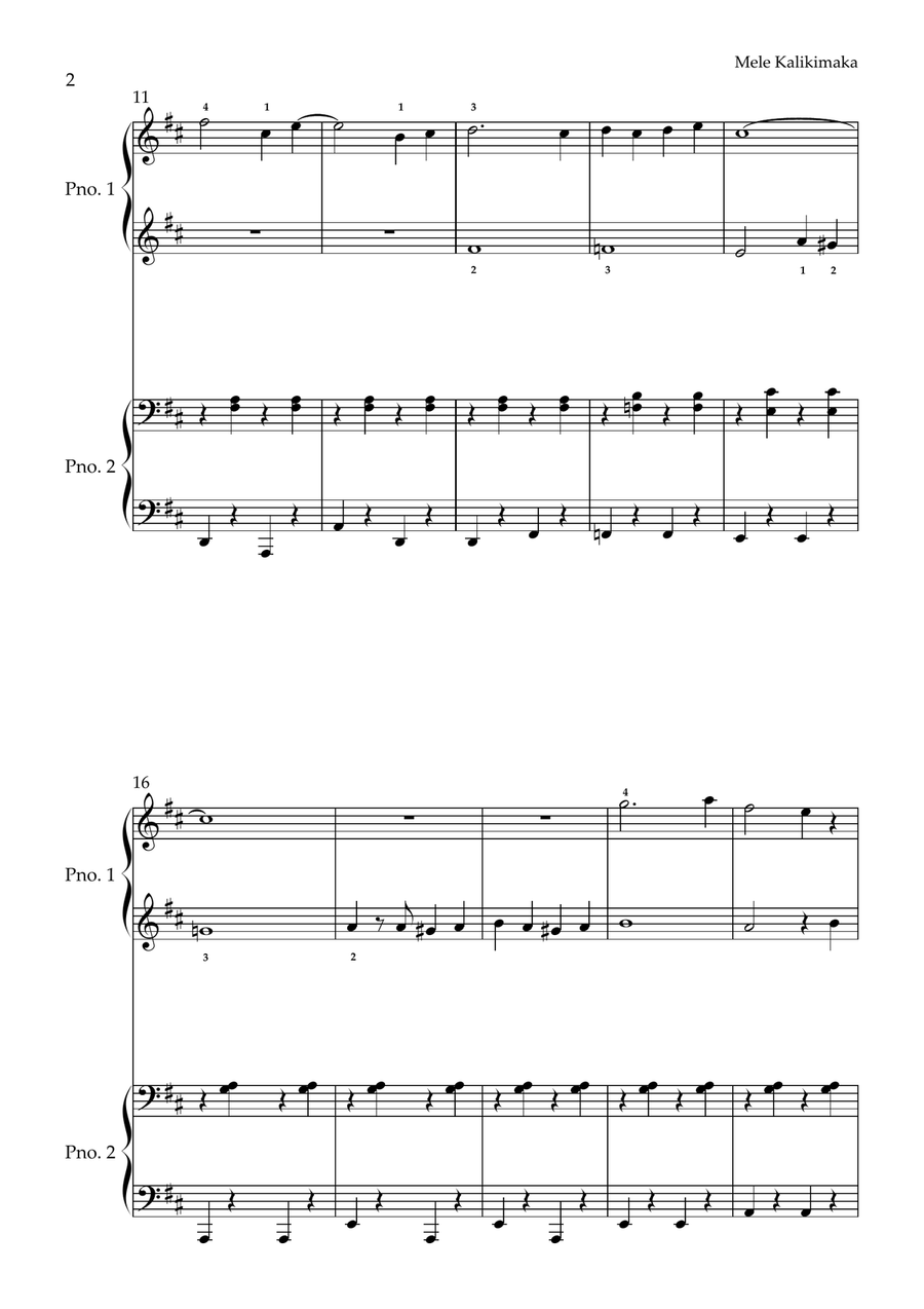 Mele Kalikimaka 1 Piano, 4-Hands scores gallery preview page 2