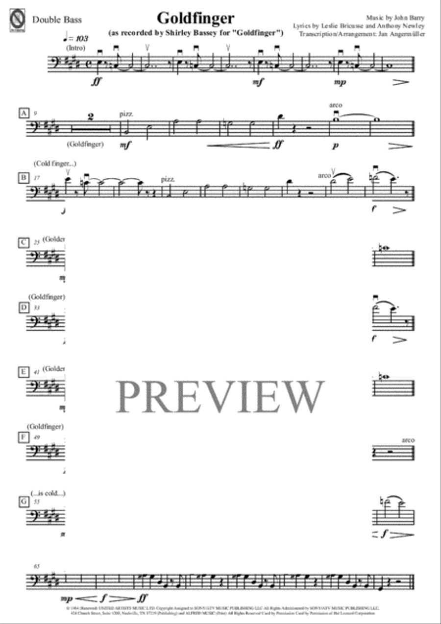 Goldfinger Cello Solo scores gallery preview page 1