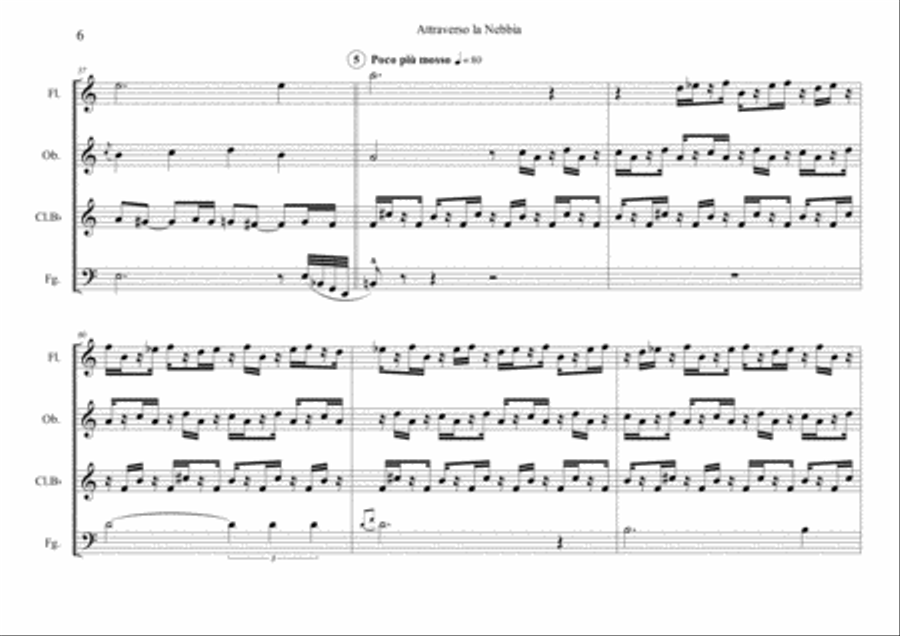 Attraverso La Nebbia (SCORE + PARTS) Woodwind Quartet scores gallery preview page 6