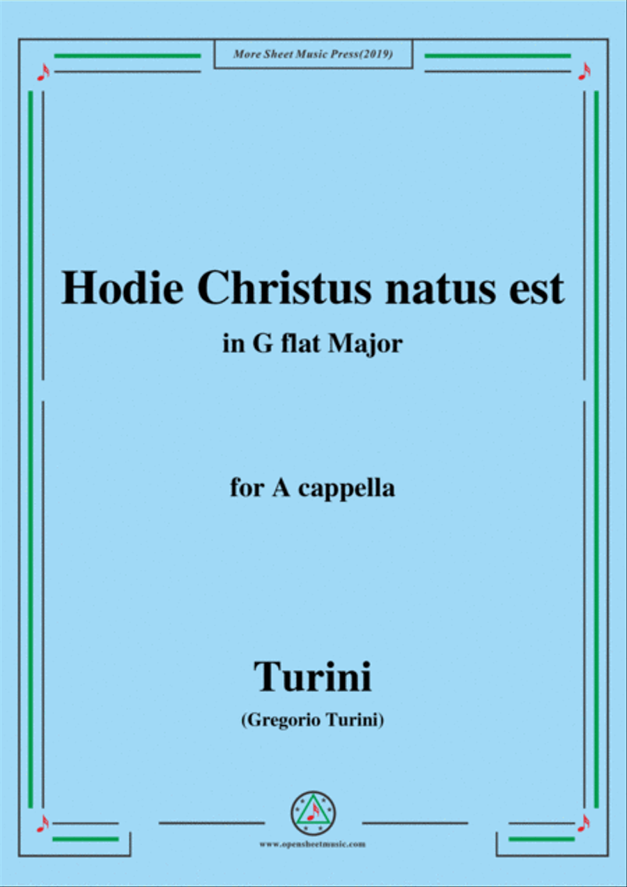 Turini-Hodie Christus natus est,in G flat Major,for A cappella 4-Part scores gallery preview page 1
