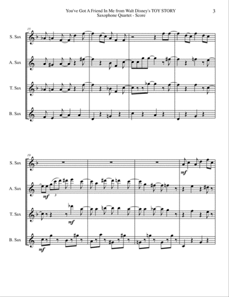 You've Got A Friend In Me Woodwind Quartet scores gallery preview page 3