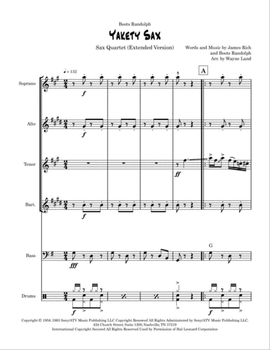 Yakety Sax Saxophone Quartet scores gallery preview page 2