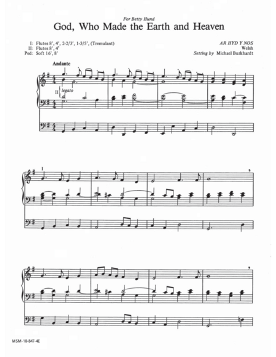 God, Who Made the Earth and Heaven Organ scores gallery preview page 1