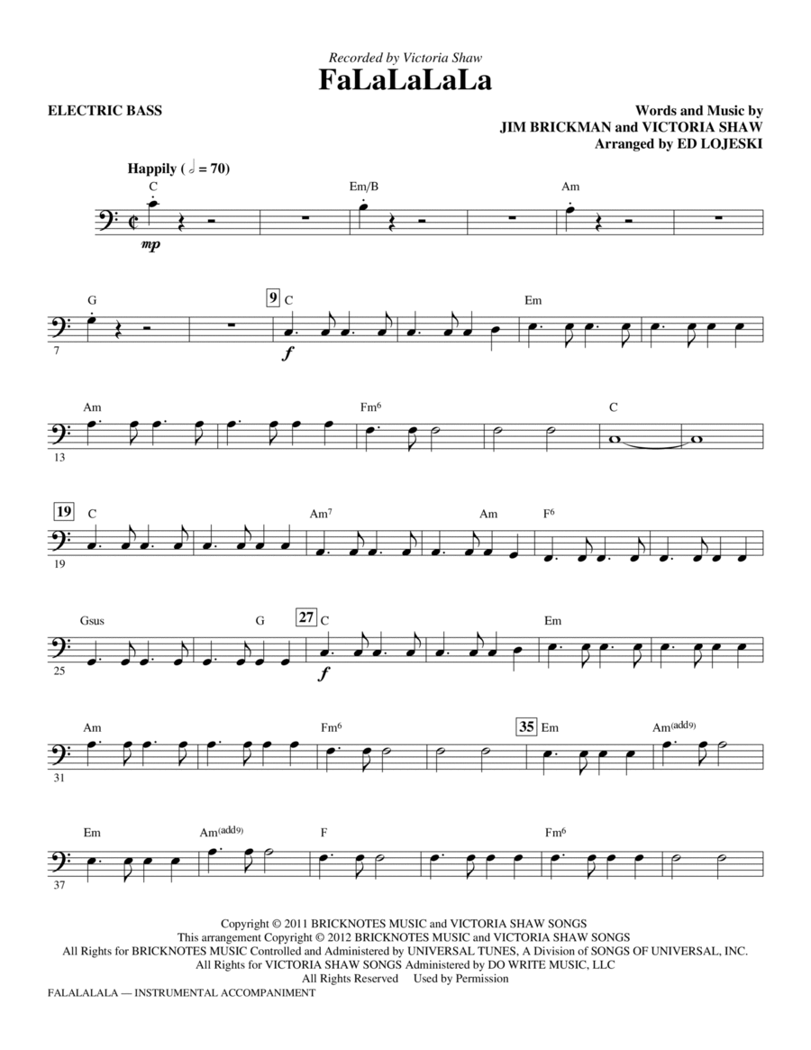 FaLaLaLaLa - Bass FaLaLaLaLa - Bass Choir scores gallery preview page 1