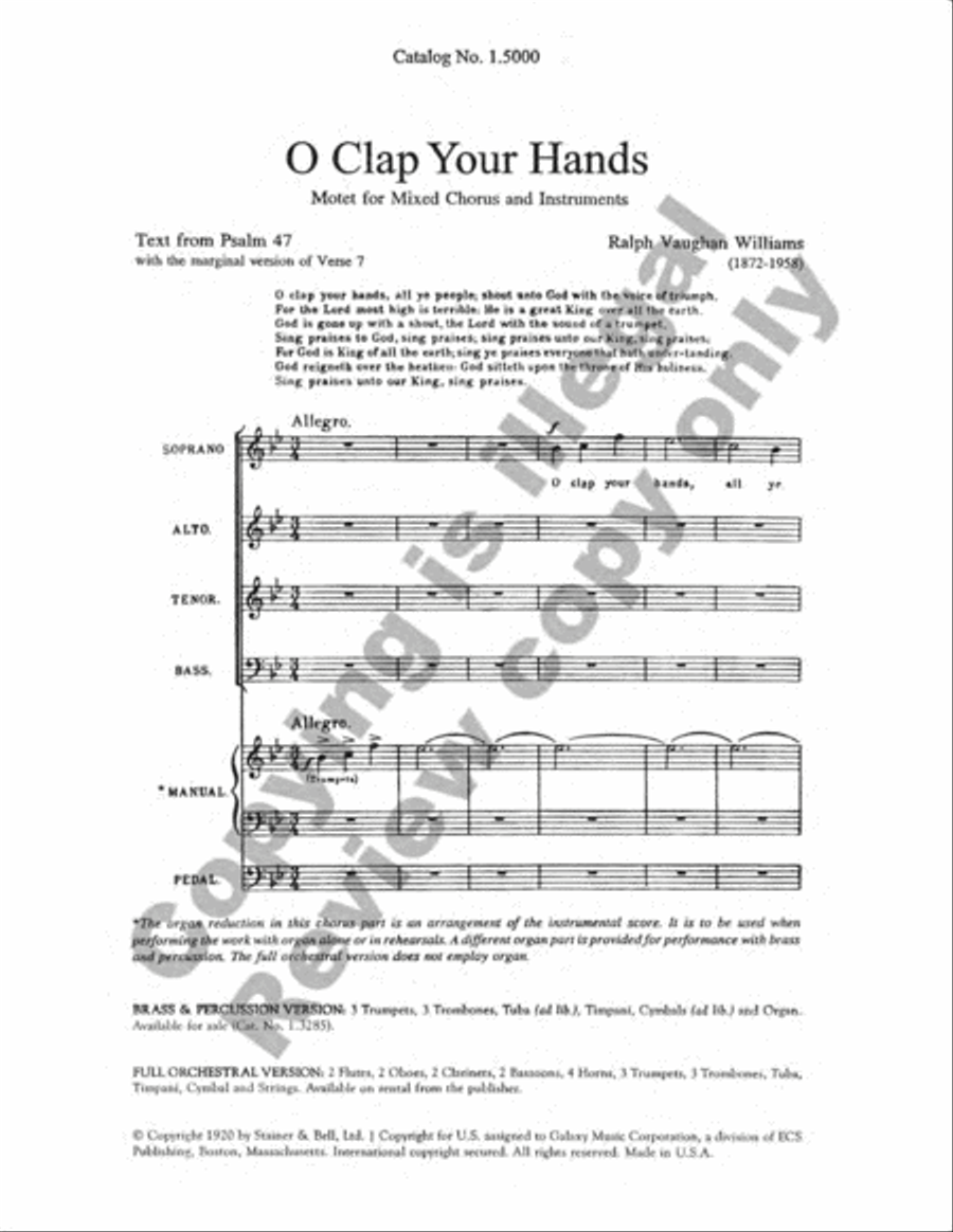 O Clap Your Hands (Choral Score) 4-Part scores gallery preview page 2