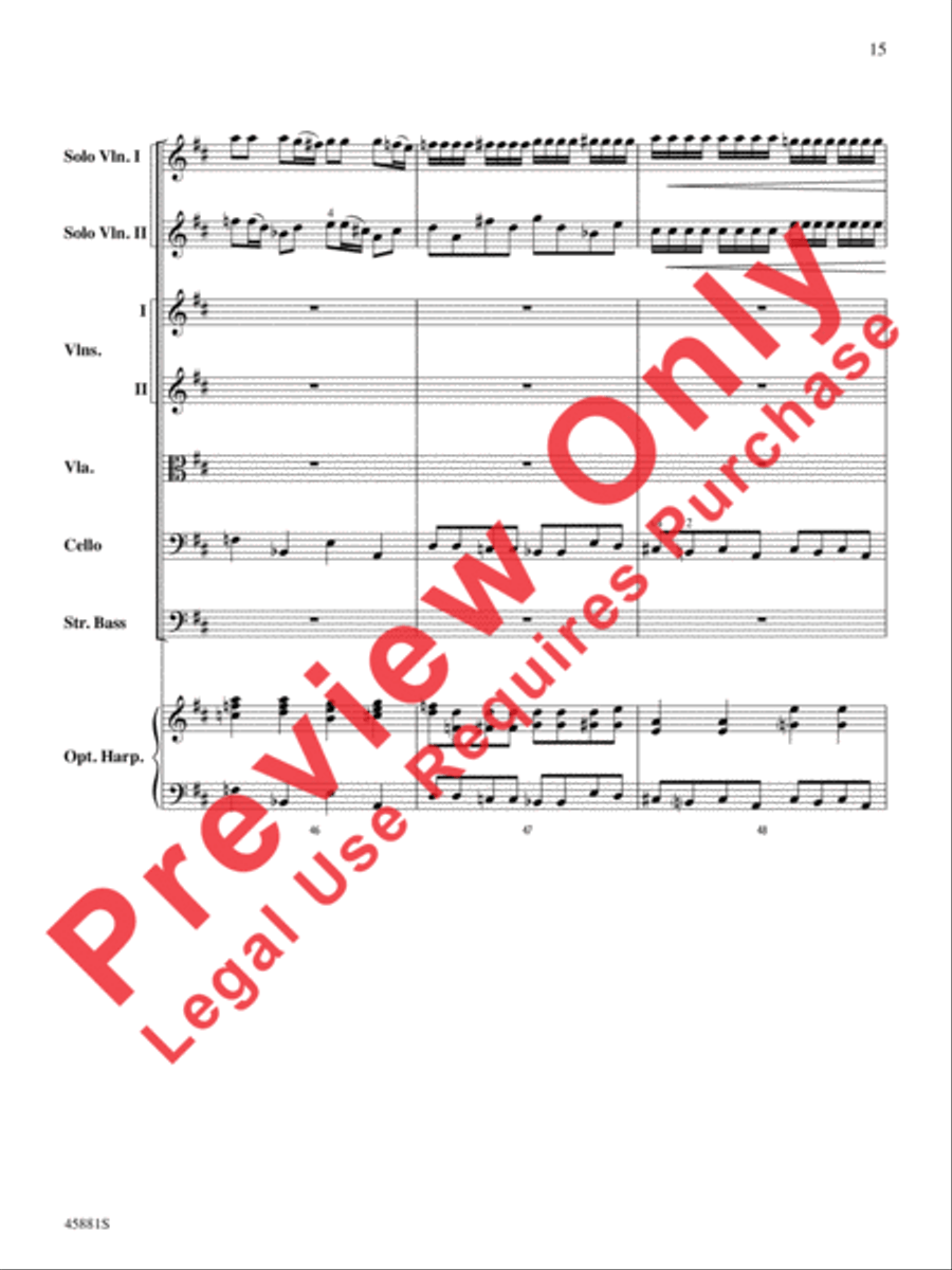 Concerto for Two Violins in D Major String Orchestra scores gallery preview page 15