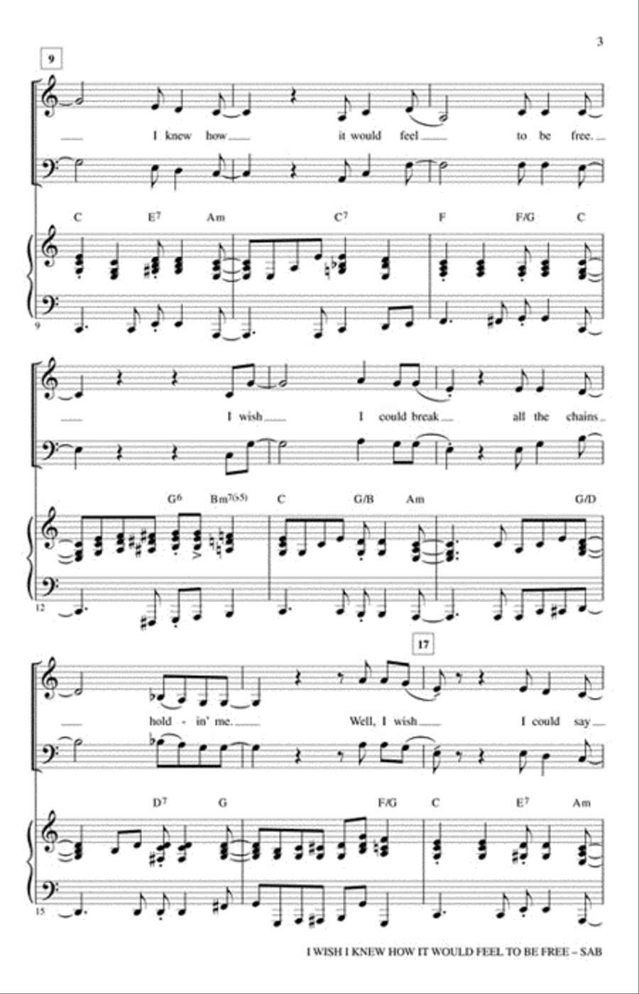 I Wish I Knew How It Would Feel to be Free 4-Part scores gallery preview page 4