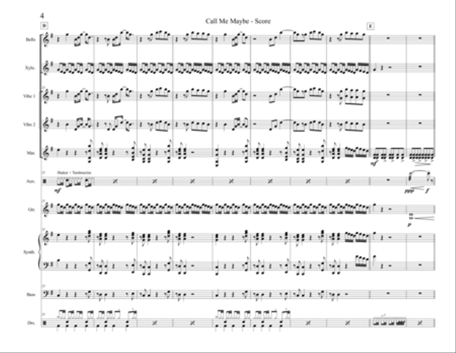 Call Me Maybe Percussion Ensemble scores gallery preview page 4