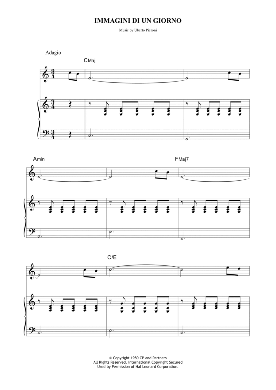 Immagini di un giorno Immagini di un giorno Piano, Vocal, Guitar scores gallery preview page 1