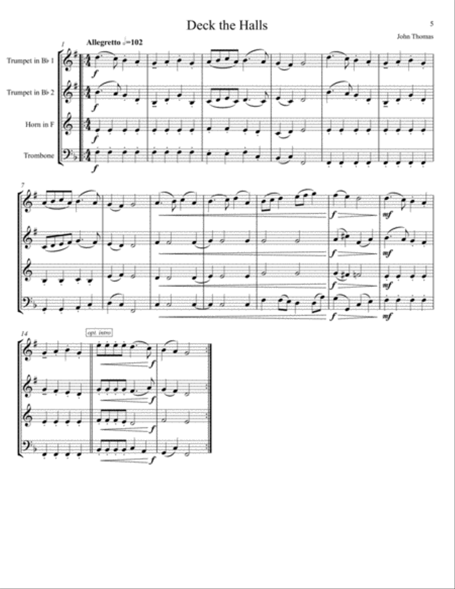 Twenty Christmas Carols for Brass Quartet Brass Quartet scores gallery preview page 5
