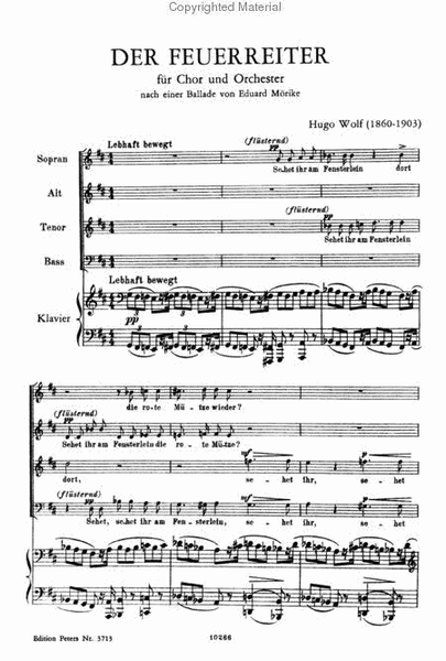 Der Feuerreiter for Mixed Choir and Orchestra (Vocal SCore)