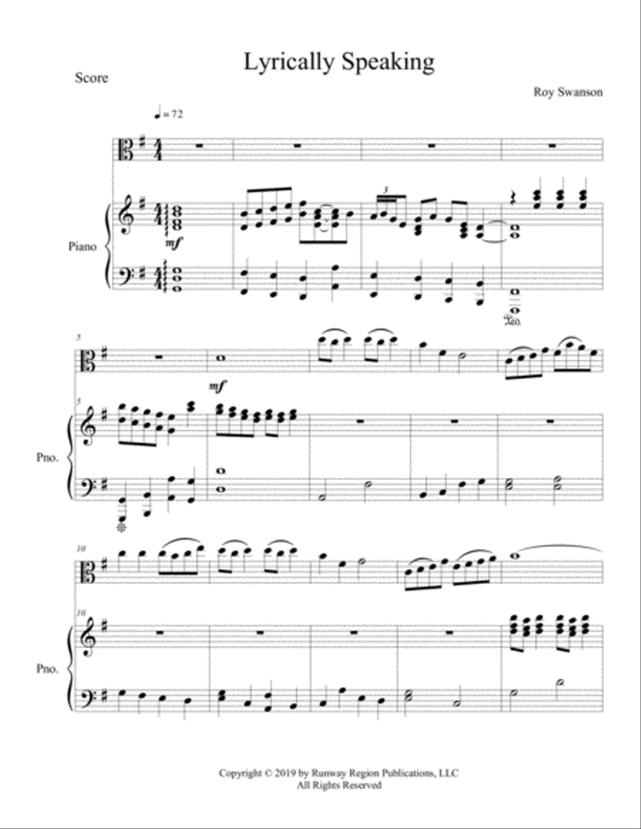 Lyrically Speaking Viola scores gallery preview page 1