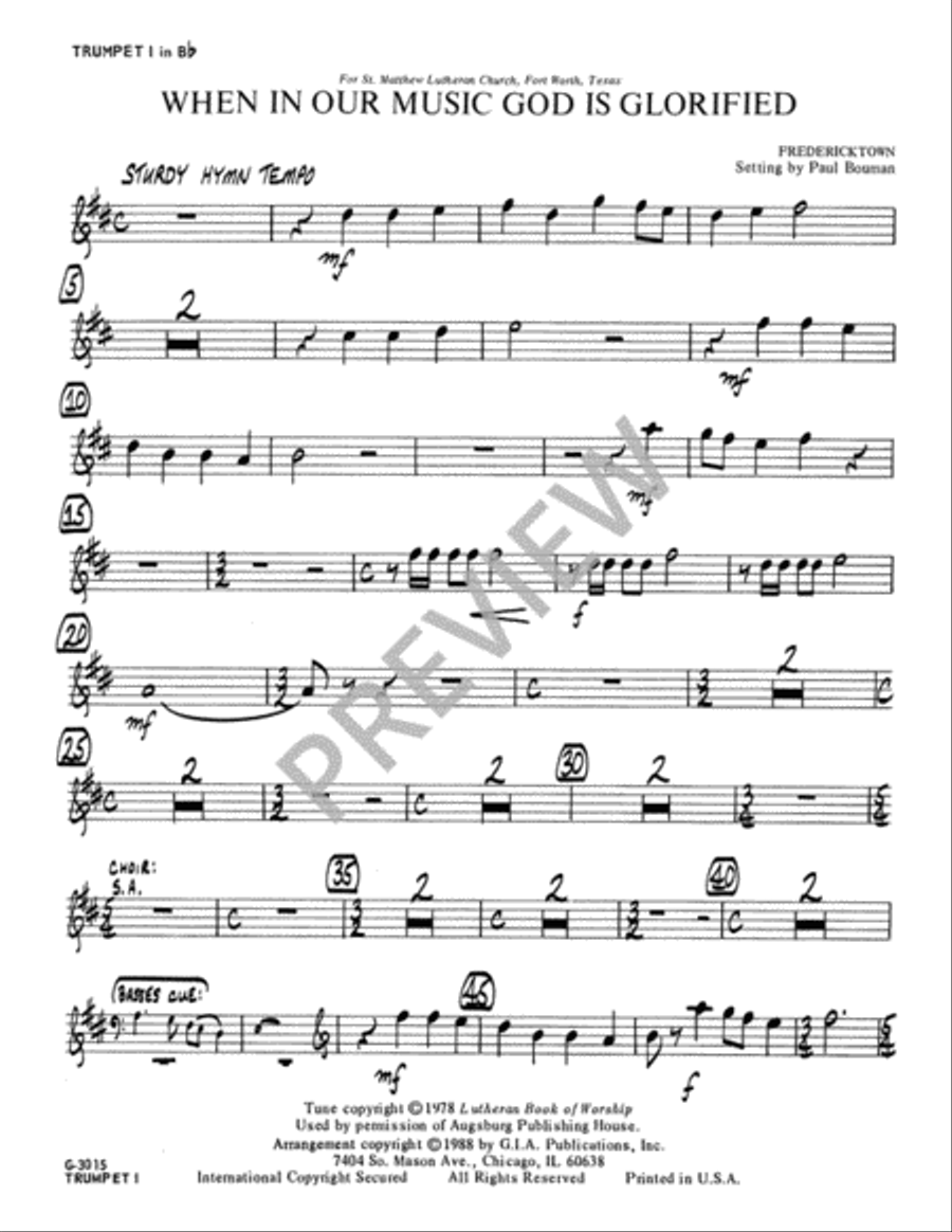 When, in Our Music, God Is Glorified - Instrument edition Trombone scores gallery preview page 2