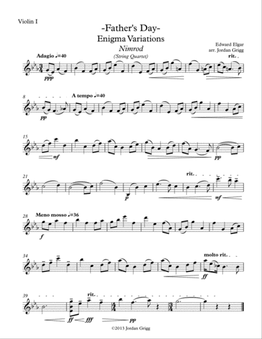 Father's Day. Enigma Variations Nimrod (String Quartet) String Quartet scores gallery preview page 4
