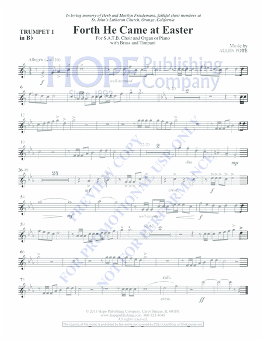 Forth He Came at Easter 4-Part scores gallery preview page 13