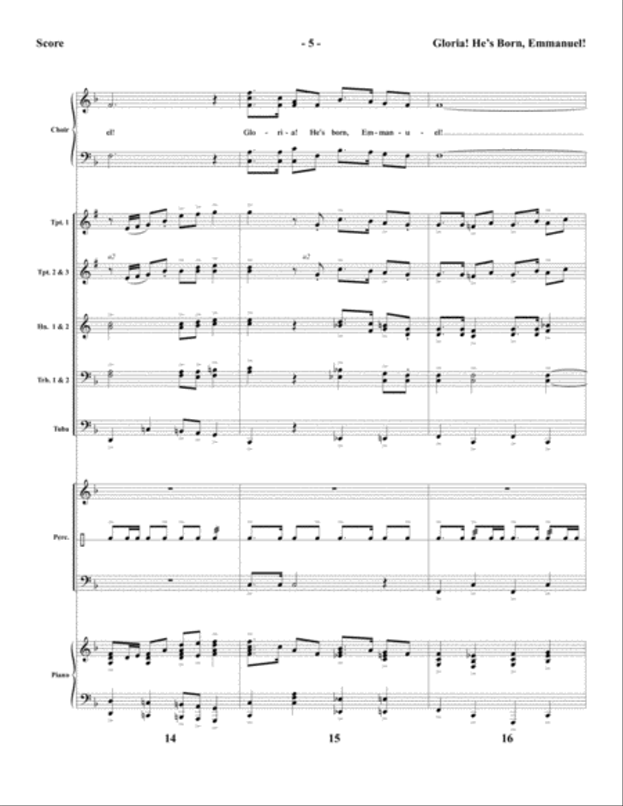 Gloria! He’s Born, Emmanuel! - Brass and Percussion Score and Parts Choir scores gallery preview page 7