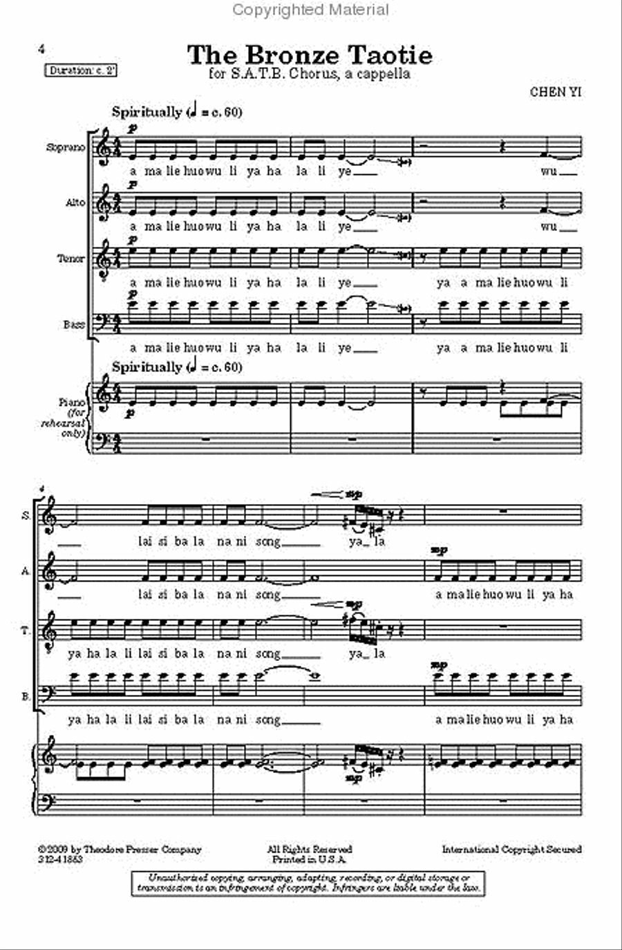 The Bronze Taotie The Bronze Taotie 4-Part scores gallery preview page 2