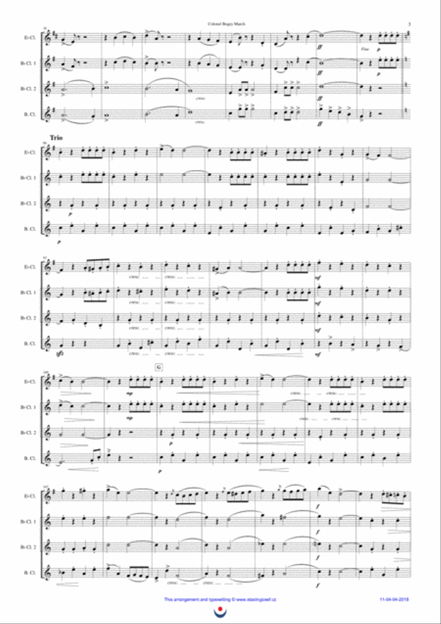 Colonel Bogey March Woodwind Quartet scores gallery preview page 3