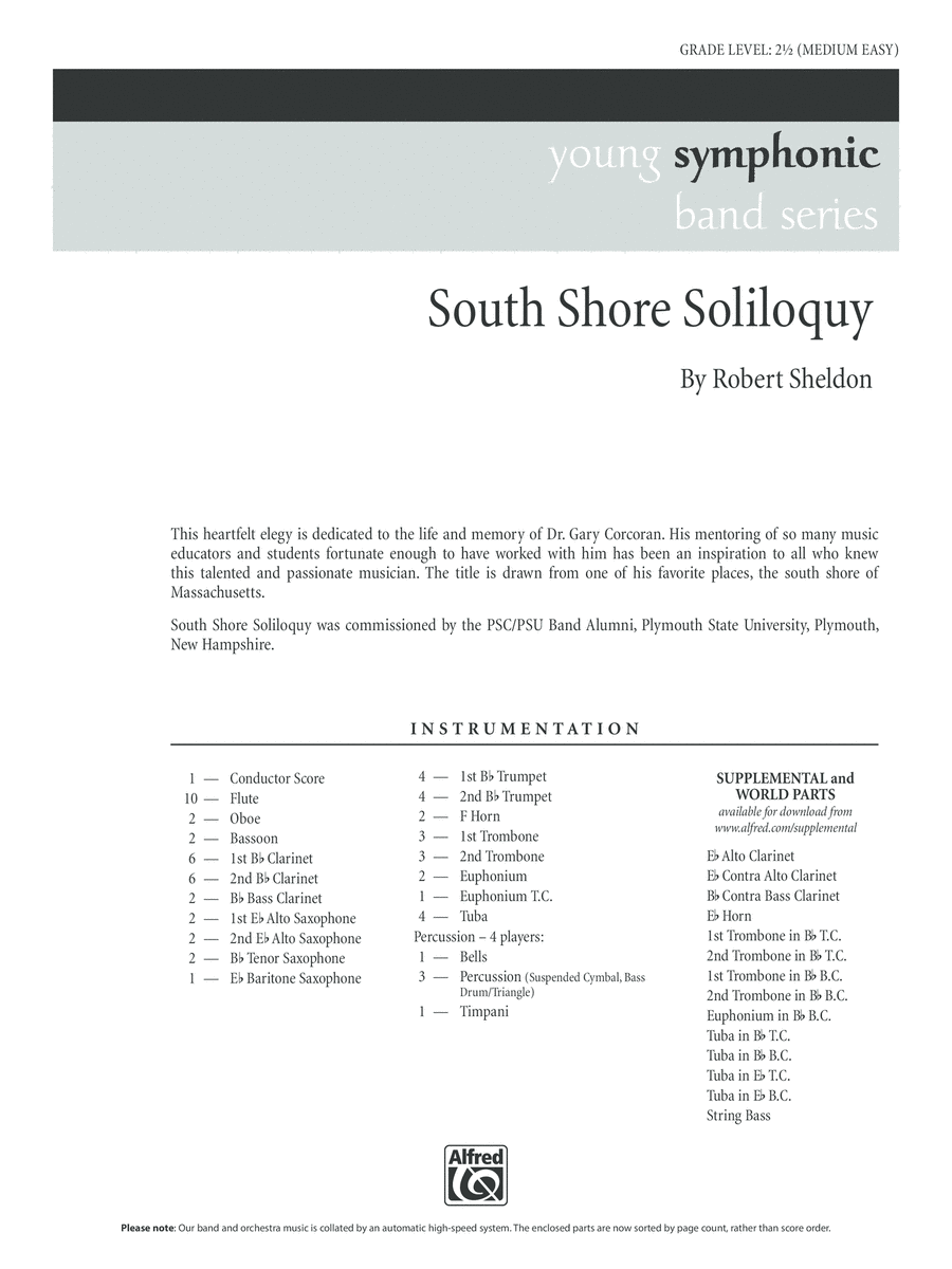 South Shore Soliloquy: Score Concert Band scores gallery preview page 1