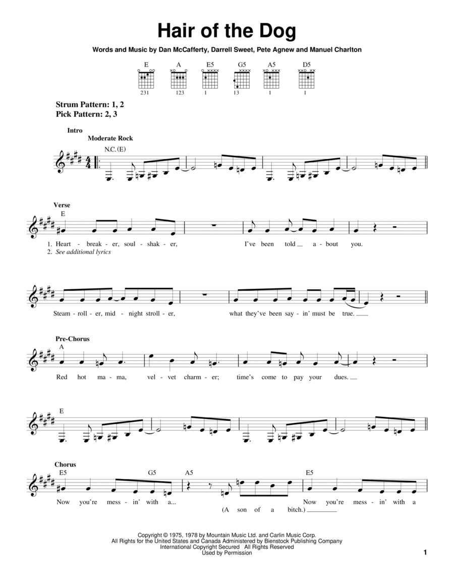 Hair Of The Dog Hair Of The Dog Electric Guitar scores gallery preview page 1