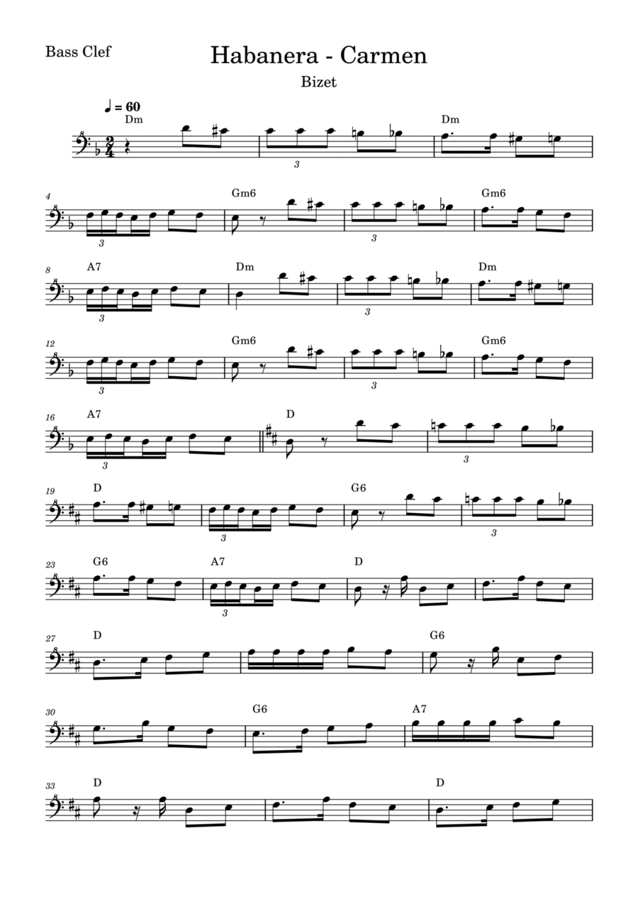 Habanera - Carmen Trombone Solo scores gallery preview page 1