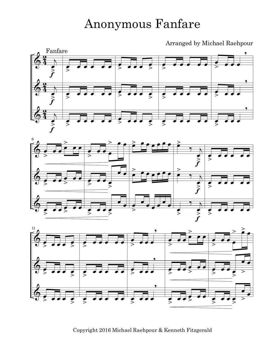 Anonymous Fanfare - Trumpet Trio Trumpet Trio scores gallery preview page 1