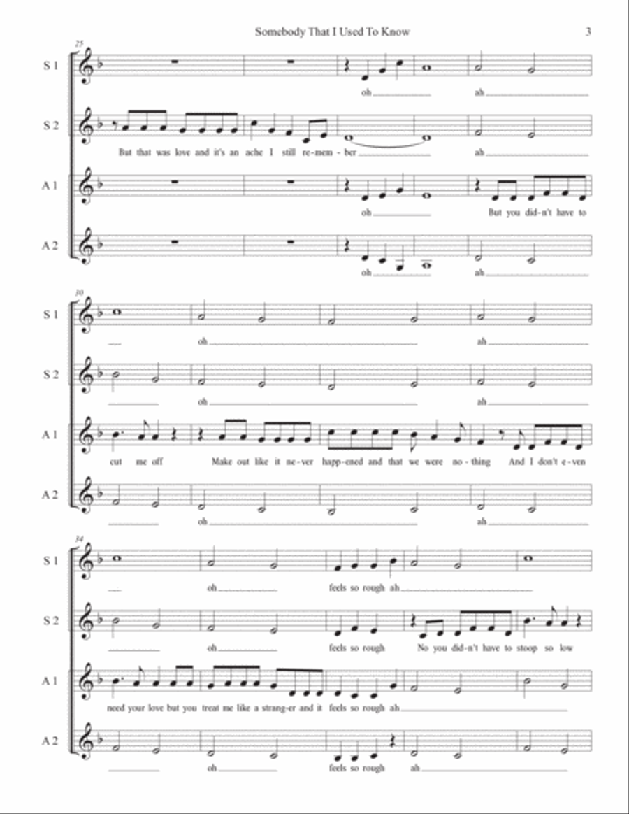 Somebody That I Used To Know SSAA scores gallery preview page 3