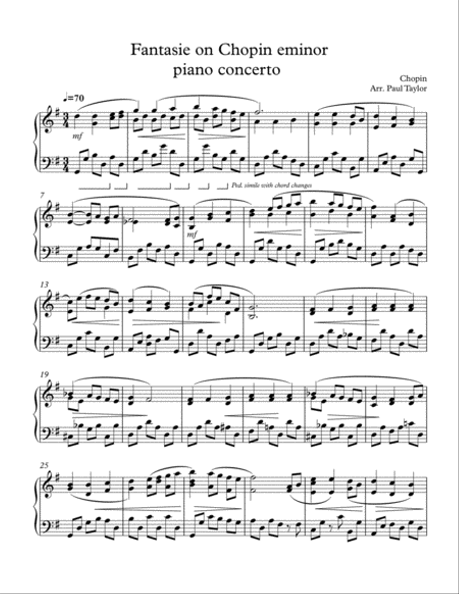 Fantasy on Chopin's Piano Concerto in e Fantasy on Chopin's Piano Concerto in e Piano Solo scores gallery preview page 1